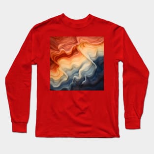 Warm-Toned Abstract Wave Desktop Wallpaper Long Sleeve T-Shirt